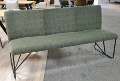 Stuhlset Nashville Stoff Alpine Thyme Grün Gestell Metall Schwarz mit Bank