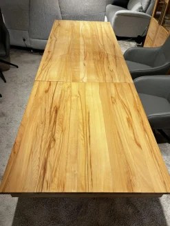 Säulen-Esstisch Faro Plus Platte Kernbuche Geölt Bodenplatte Edelstahloptik Mit Auszug