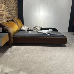 Systembett MD13 Stoff Charmelle Cord 52 Rot Braun Holzfuß Schwarz Mit Kopfteil Rose