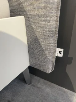 Systembett MD13 Stoff Maple 742 Grau Meliert Rahmen Lack Matt Weiß 003 Füße Metall NQ Aluminium ohne Rost ohne Matratzen