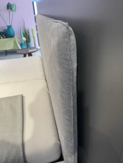 Systembett MD13 Stoff Maple 742 Grau Meliert Rahmen Lack Matt Weiß 003 Füße Metall NQ Aluminium ohne Rost ohne Matratzen