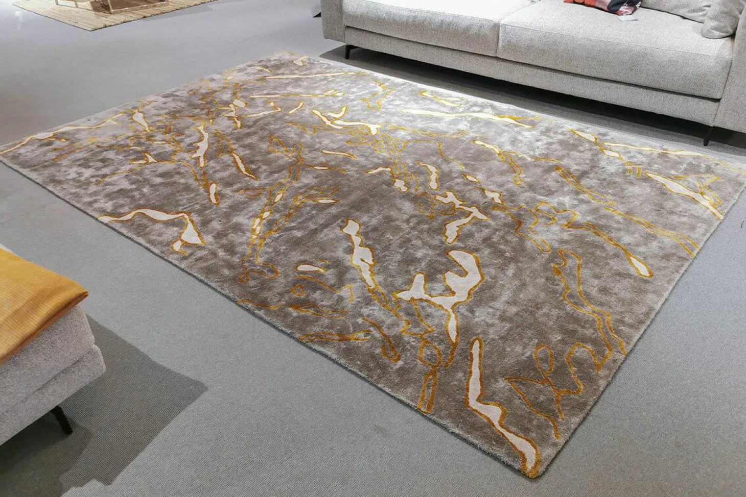 Teppich Marmo Real T Tencel Beige Gelb Creme