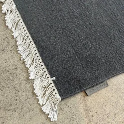 Teppich Vintage Kelim Plain Schurwolle Mit Fransen Grau 200x300