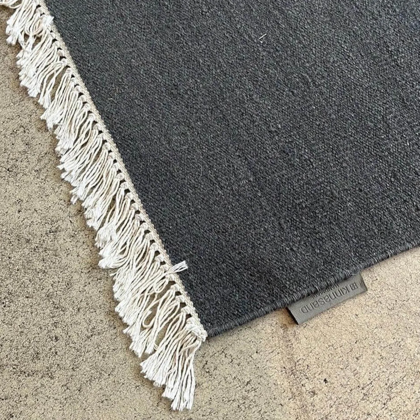 Teppich Vintage Kelim Plain Schurwolle Mit Fransen Grau 200x300