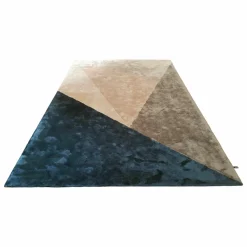 Teppich 300x200 BuildX Triangle Beige Petrol Tencel Lyocell
