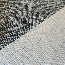 Teppich 450x250 Cross Flag Bian Cenere Wolle Weiß Schwarz