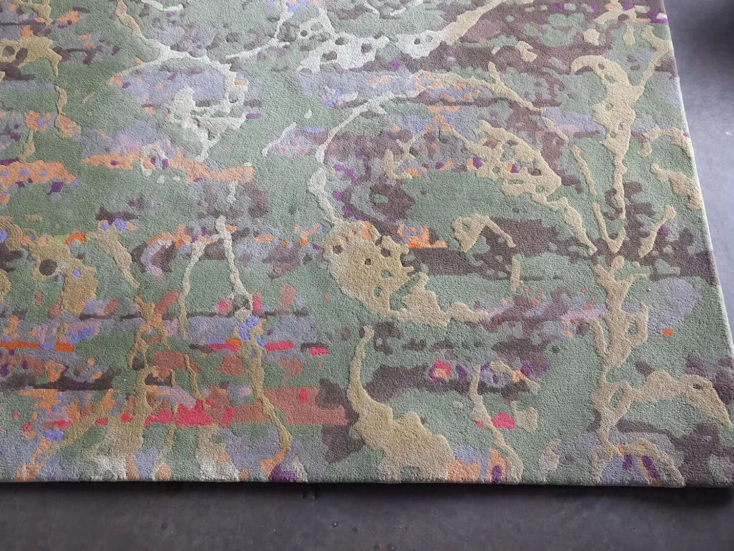 Teppich 240x170 Jungle Schurwolle Bunt Grün Rot Braun Mit Seide