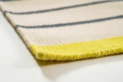 Teppich 170x240 Poppy Gelb Beige 2312 Neuseelandwolle Leinen Handgewebt