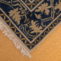 Teppich 256x207 Sonata Patna Velours Mit Fransen 21 G123 B123 Blau Handgeknüpft In 100 Knoten