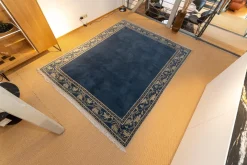 Teppich 256x207 Sonata Patna Velours Mit Fransen 21 G123 B123 Blau Handgeknüpft In 100 Knoten