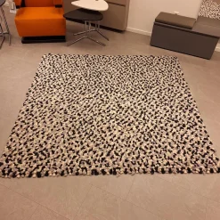 Teppich 200x200 Spots Grau Weiß Schwarz 100% Wolle