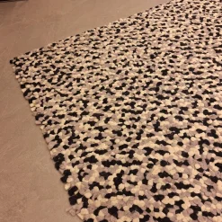 Teppich 200x200 Spots Grau Weiß Schwarz 100% Wolle