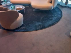 Teppich 380x380 Textil Liscio Rund Blau