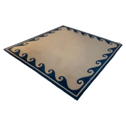 Teppich 209x203 Thani 80 Waves Velours Ohne Fransen 21 G0 B68 Blau Creme Handgeknüft In 80 Konten