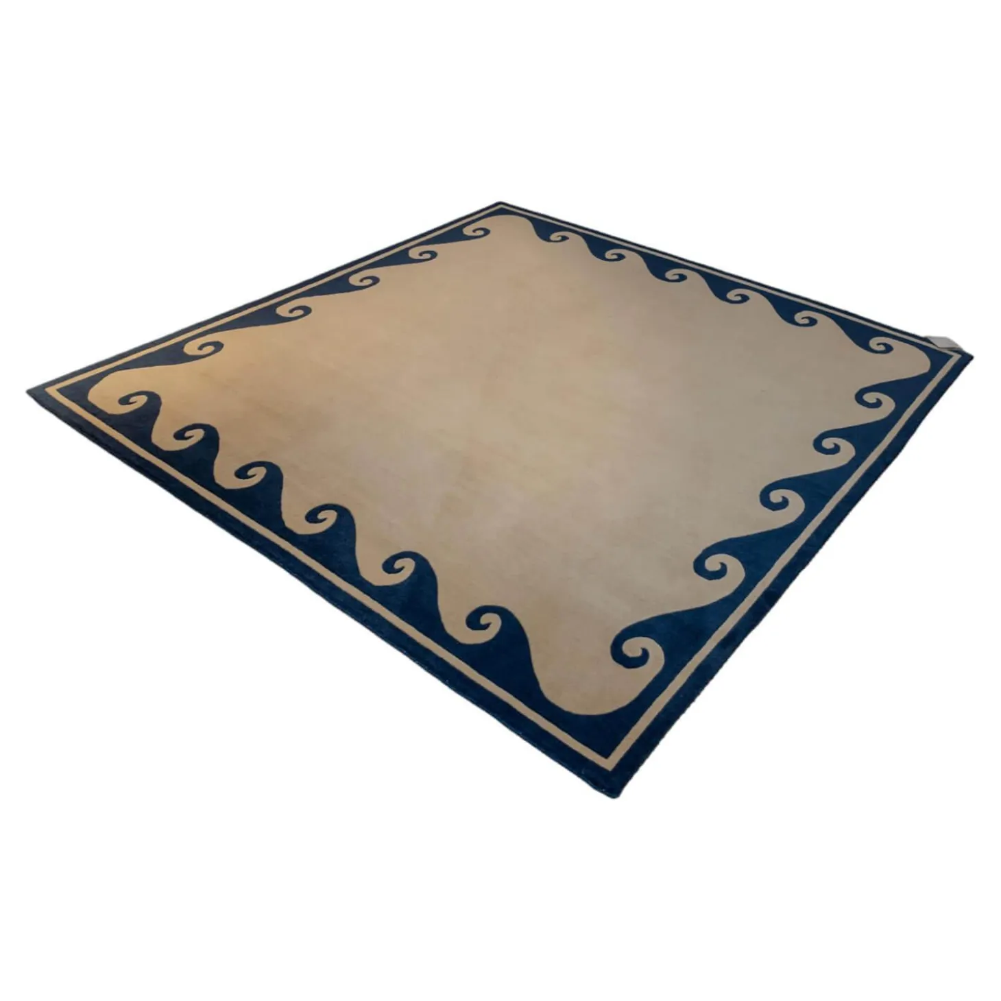 Teppich 209x203 Thani 80 Waves Velours Ohne Fransen 21 G0 B68 Blau Creme Handgeknüft In 80 Konten