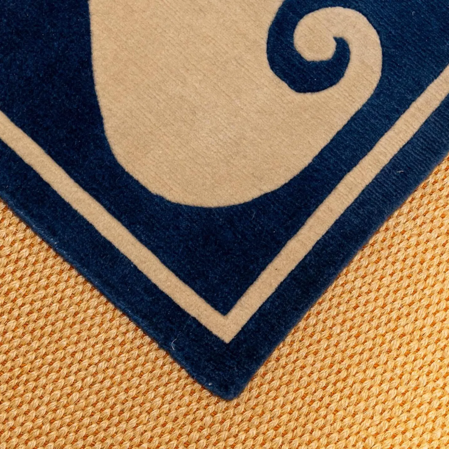 Teppich 209x203 Thani 80 Waves Velours Ohne Fransen 21 G0 B68 Blau Creme Handgeknüft In 80 Konten