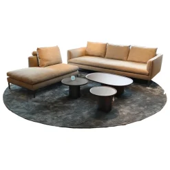 Teppich 400x400 Vibrazioni Rund Viskose Hand Getuftet Farbe Gem Blau