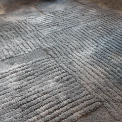 Teppich 400x400 Vibrazioni Rund Viskose Hand Getuftet Farbe Gem Blau