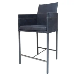 Thekenstuhl Texas Leder Kenia Baltic 6102 4-Fußgestell Struktur M15 Eisenblank Einschichtlack