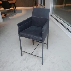 Thekenstuhl Texas Leder Kenia Baltic 6102 4-Fußgestell Struktur M15 Eisenblank Einschichtlack