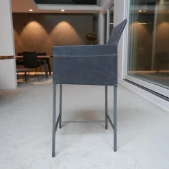 Thekenstuhl Texas Leder Kenia Baltic 6102 4-Fußgestell Struktur M15 Eisenblank Einschichtlack