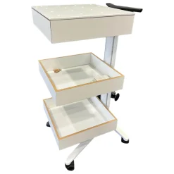 Tisch 446/3 Confair Server Catering Korpus Schichtstoff Säule Weiß Beschichtet Mit Schubladenbox Und Rollen