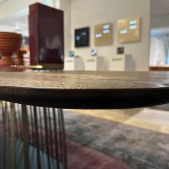 Tisch Basket BC 07 Platte Eiche Geräuchert Anthrazit Geölt Gestell Stahllasur Bronze Mit Kieselkante