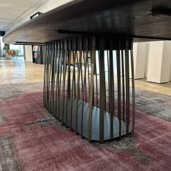 Tisch Basket BC 07 Platte Eiche Geräuchert Anthrazit Geölt Gestell Stahllasur Bronze Mit Kieselkante