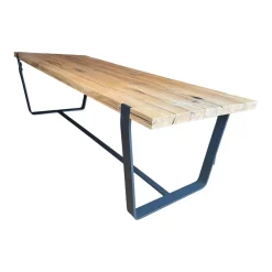 Tisch BB11 Clamp Platte Eiche Altholz Natur Geölt Füße RAL 9005 Tiefschwarz Schwarz Pulverbeschichtet