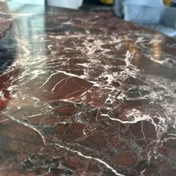 Tisch BC 07 Basket Platte Stein Rosso Lepanto Schwarz Rot Streben Tiefschwarz Schwarz Mit Drehteller Lazy Susan