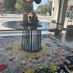 Tisch BC 07 Basket Platte Stein Rosso Lepanto Schwarz Rot Streben Tiefschwarz Schwarz Mit Drehteller Lazy Susan