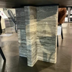 Tisch BC 17 T-Rox Platte Eiche Geräuchert Anthrazit Geölt Gestell Travertin Titanium