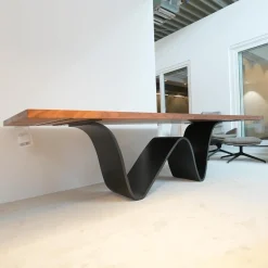 Tisch Bree E Onda 3 Platte Nußbaum Ohne Knoten Geölt Gestell Irondust Lackiert