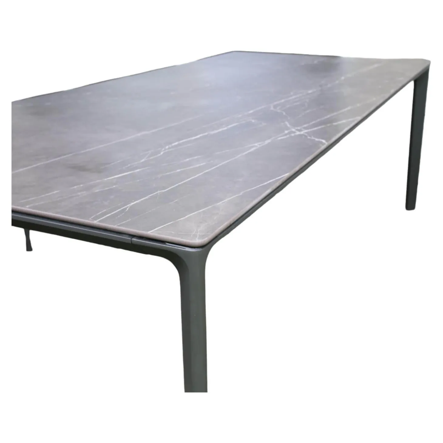 Tisch Carver Outdoor Tischplatte Ceramic Nero Meteor Dunkelgrau Gestell Pulverbeschichtetes Aluminium Meteor Anthrazit