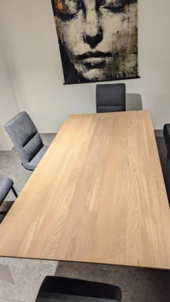 Tisch Cassia Tischplatte 0434 Wildeiche Bianco Massiv Fuß 0681 Metall Schwarz