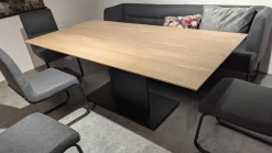 Tisch Cassia Tischplatte 0434 Wildeiche Bianco Massiv Fuß 0681 Metall Schwarz