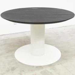 Tisch Eiche Natur Metallsäule Weiß Zierschrammen