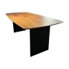 Tisch Eldur 8360041 S Platte Eiche Massiv Gestell Metall Stahlwange Schwarz Bootsform