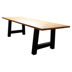 Tisch Elvis Platte Eiche Mit Gerader Kante Gestell Schwarz Matt Lackiert