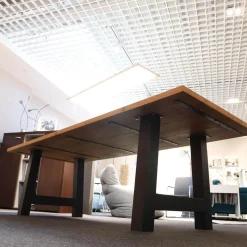 Tisch Elvis Platte Eiche Mit Gerader Kante Gestell Schwarz Matt Lackiert