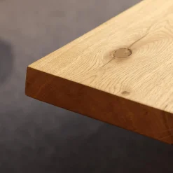 Tisch Elvis Platte Eiche Mit Gerader Kante Gestell Schwarz Matt Lackiert