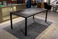 Tisch Ferro Line Tischplatte Räuchereiche Schwarz Geölt Quadratrohrgestell