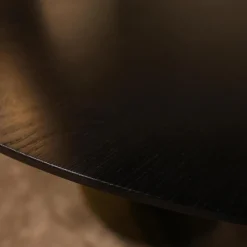 Tisch Gaia Platte Räuchereiche Massiv Schwarz Geölt Bodenplatte Stahl Oliv Pulverbeschichtet