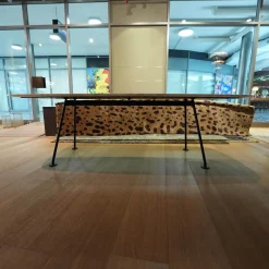 Tisch Grasshopper Platte Marmor Statuarietto Gloss Finish Weiß Gestell Stahl Schwarz