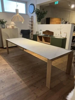 Tisch Kera 4 Platte Keramik Shilin Slate Finish Holzrahmen Gestell Knorrige Eiche Puro Geölt