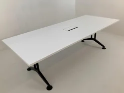 Tisch Logon 620/00 Rechteck Platte 24 Unidekor 20 Weiß Gestell Schwarz Beschichtet Mit EInbauklappe