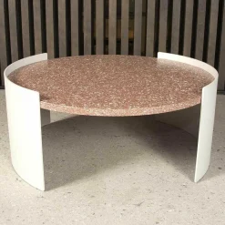 Tisch Mod. 554 Bowy Outdoor Weiß Rot Gestell Aluminium Elfenbein Gebeizt Gaufriert