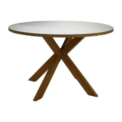 Tisch Moreno Rund Platte Keramik Anthrazit Gestell Eiche Massiv