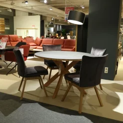 Tisch Moreno Rund Platte Keramik Anthrazit Gestell Eiche Massiv