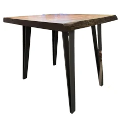 Tisch Nightingale Räuchereiche Massiv Gebürstet Schwarz Braun Geölt Mit Baumkante Flachstahlgestell